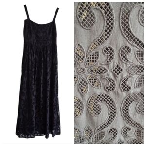 Saylor Maryl Midi Dress Sz M Eyelet Dark Romantic Feminine Elegant Party Evening
